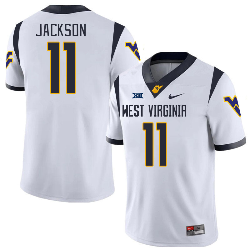 #11 T.J. Jackson West Virginia Mountaineers College 2024 New Uniforms Football Jerseys Stitched Sale-White